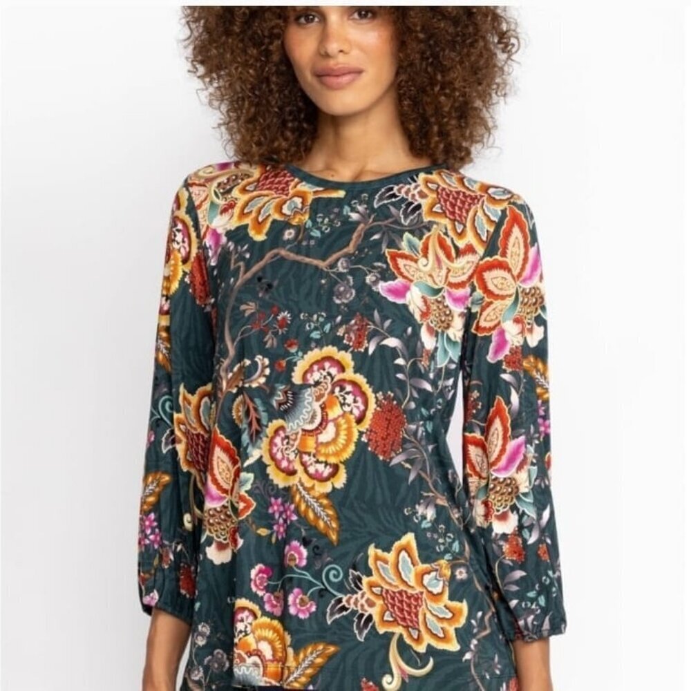 Johnny Was Orizaba Puff Sleeve Top Size Large